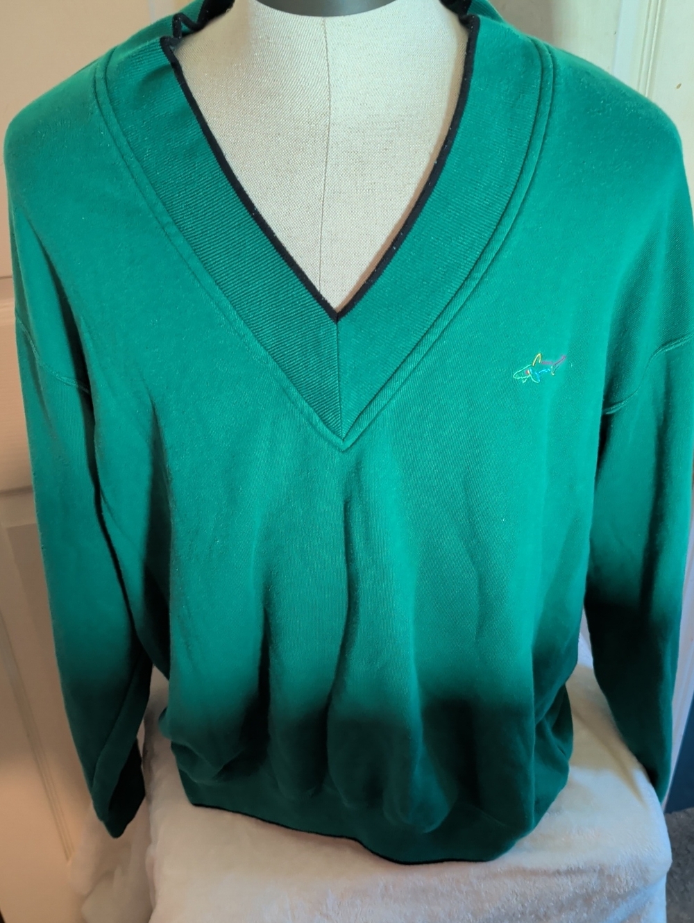 Greg Norman Collection Teal Green V-Neck Sweater